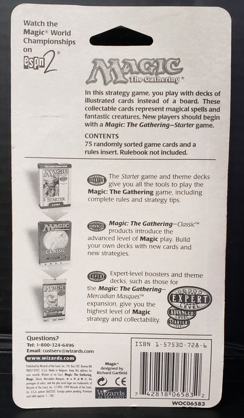 Magic the Gathering Mercadian Masques 75-Card Tournament Box (Booster Box)(Fat  Pack) Factory Sealed Expert Level  Vintage Toy Mall